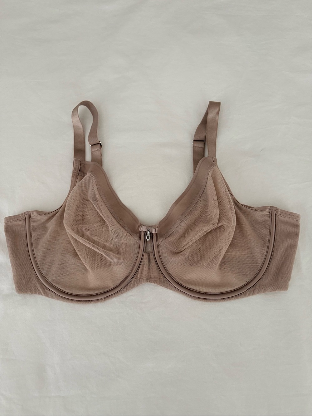 Curvy Couture Sheer Mesh Unlined Underwire Bra Taupe 38DDD Lingerie